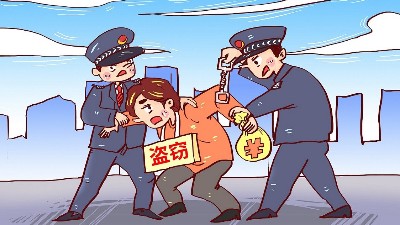 摄图网_400946648_公安抓贼执法漫画（企业商用）